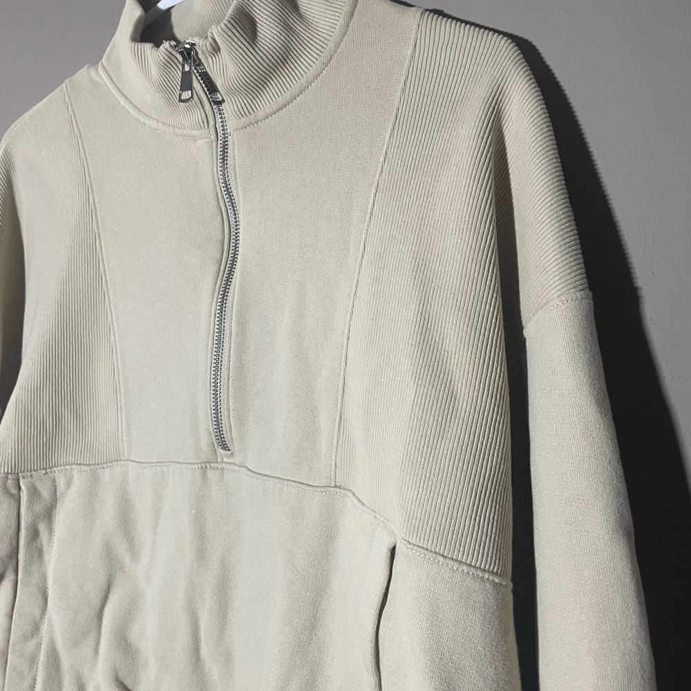 Abercrombie & Fitch Cream Quarter-Zip Pullover Size M - Picture 2 of 5